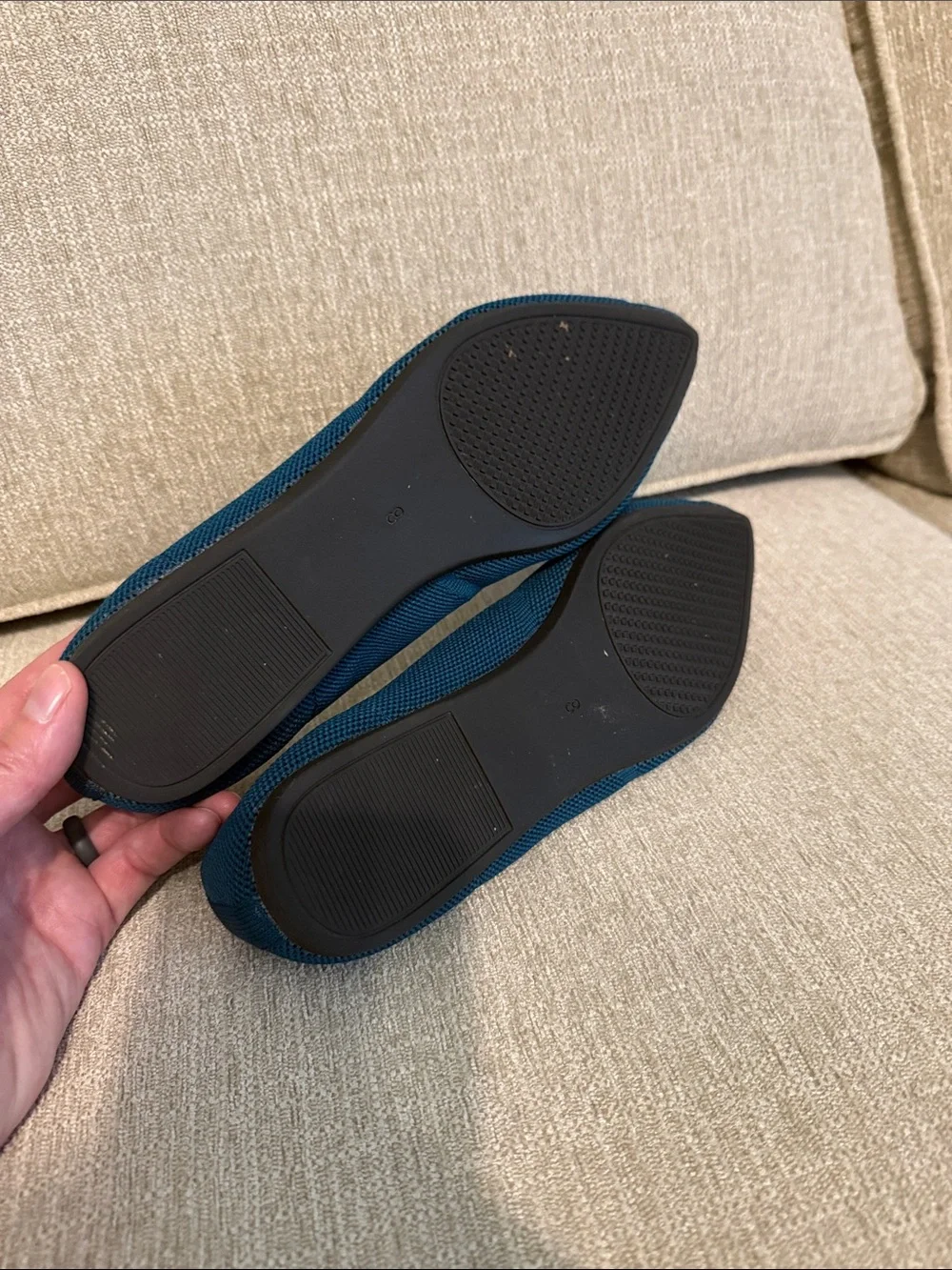 Amazon Pointed Knit Ballet Flats in Teal Blue